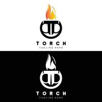 Torch Logo, Fire Design, Letter Logo, Product Brand Icon vector