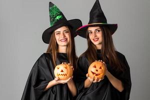 girls in halloween style clothes photo