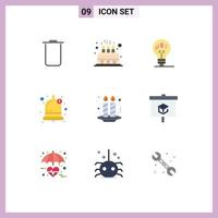 Universal Icon Symbols Group of 9 Modern Flat Colors of candles cake fintech innovation sound alarm Editable Vector Design Elements