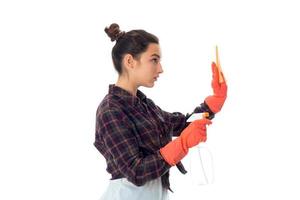 young maid woman with cleansers photo