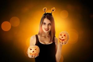 girl in halloween style clothes photo