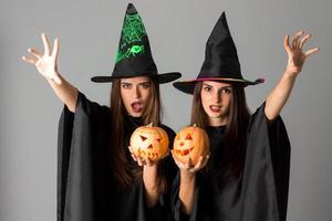 cute young girls in halloween style photo