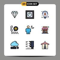 conjunto de 9 iconos de interfaz de usuario modernos signos de símbolos para tecnología de ayuda de avatar llamada de contacto elementos de diseño vectorial editables vector