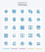 alojamiento web creativo 25 paquete de iconos azules como base de datos. almacenamiento. programación. sql. base de datos vector