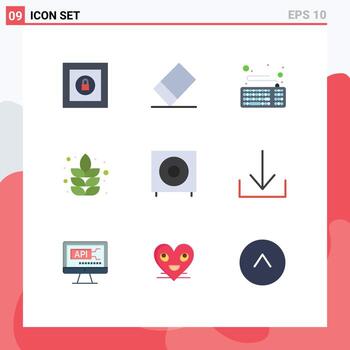 Mobile Interface Flat Color Set of 9 Pictograms of download subwoofer lotus products devices Editable Vector Design Elements