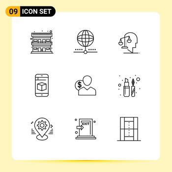 9 Outline concept for Websites Mobile and Apps technology cell network mobile integrity Editable Vector Design Elements