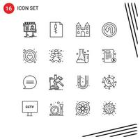 User Interface Pack of 16 Basic Outlines of heart way big navigation arrow Editable Vector Design Elements