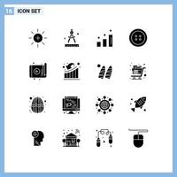 paquete de iconos de vector de stock de 16 signos y símbolos de línea para análisis de tecnología de aplicaciones ropa de tableta elementos de diseño de vector editables