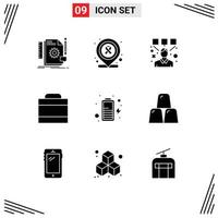 Set of 9 Modern UI Icons Symbols Signs for power battery designing million case Editable Vector Design Elements