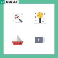 4 User Interface Flat Icon Pack of modern Signs and Symbols of network ship search engine holiday yacht Editable Vector Design Elements