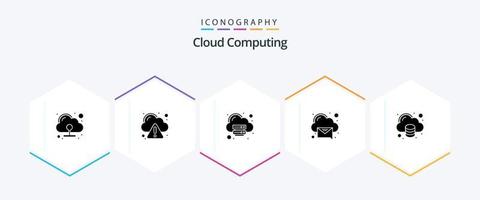 Cloud Computing 25 Glyph icon pack including data. message. cloud. recieved. cloud vector