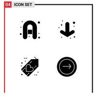 Stock Vector Icon Pack of 4 Line Signs and Symbols for inflatable boat heart arrow black application Editable Vector Design Elements