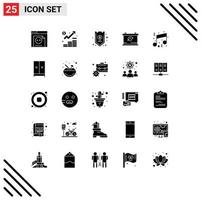 Pack of 25 Modern Solid Glyphs Signs and Symbols for Web Print Media such as fun green safe save insurance Editable Vector Design Elements