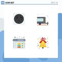 Group of 4 Flat Icons Signs and Symbols for electric web camp analysis christmas Editable Vector Design Elements