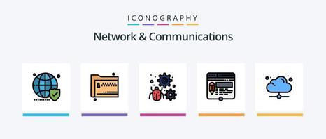 Network And Communications Line Filled 5 Icon Pack Including wifi. internet. map pin. signal. point. Creative Icons Design vector