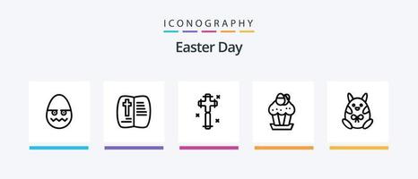 Easter Line 5 Icon Pack Including easter. egg. decoration. easter egg. decoration. Creative Icons Design vector