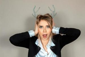 girl with deer antlers photo