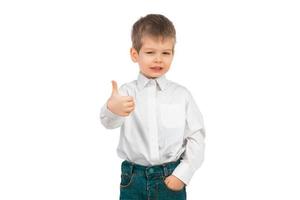 The little boy on a white background photo