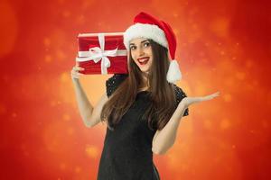 gorgeous Girl in santa hat smiling photo