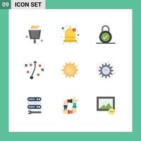 9 Thematic Vector Flat Colors and Editable Symbols of management spring security light sun Editable Vector Design Elements