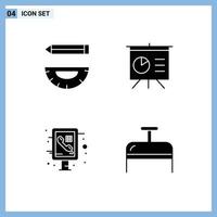 Group of 4 Modern Solid Glyphs Set for coding information development board public Editable Vector Design Elements