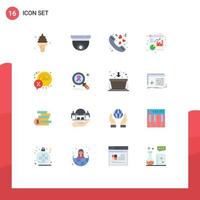 16 Flat Color concept for Websites Mobile and Apps bubble file security analytics romance Editable Pack of Creative Vector Design Elements