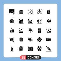 Group of 25 Solid Glyphs Signs and Symbols for card heart engagement fly airplane Editable Vector Design Elements