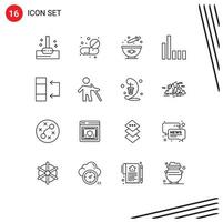 16 Universal Outline Signs Symbols of table data baking signal connection Editable Vector Design Elements