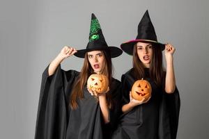 cute young girls in halloween style photo