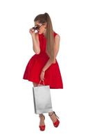 Woman is holding a shopping bag photo