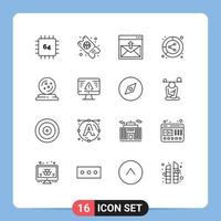 16 Thematic Vector Outlines and Editable Symbols of share data communication conversion mail Editable Vector Design Elements