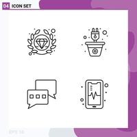 4 User Interface Line Pack of modern Signs and Symbols of premium chat energy power phone Editable Vector Design Elements