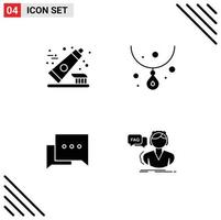 4 Creative Icons Modern Signs and Symbols of dentifrice chat clean jewelry faq Editable Vector Design Elements