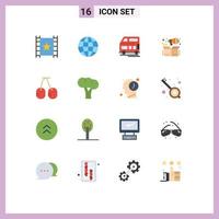 User Interface Pack of 16 Basic Flat Colors of cherry product geography marketing vehicle Editable Pack of Creative Vector Design Elements
