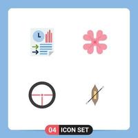 paquete de interfaz de usuario de 4 iconos planos básicos de barras ejército papel anémona flor militar elementos de diseño vectorial editables vector