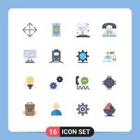 16 Flat Color concept for Websites Mobile and Apps imac monitor tropical computer contact Editable Pack of Creative Vector Design Elements