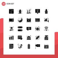 25 Universal Solid Glyphs Set for Web and Mobile Applications beauty development budget design coding Editable Vector Design Elements