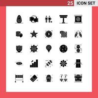 Set of 25 Commercial Solid Glyphs pack for table furniture amateur desk soccer Editable Vector Design Elements