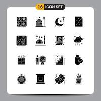 Universal Icon Symbols Group of 16 Modern Solid Glyphs of sign project religion plan business Editable Vector Design Elements
