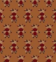 Seamless funny pattern with doodle cartoon cow vector