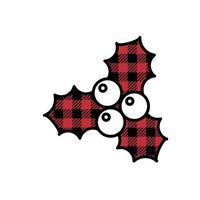 Christmas Berries pattern at Buffalo Plaid. Festive background for design and print esp vector