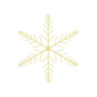 Christmas golden snowflake decoration of gold glitter shining sparkles on white transparent background. Vector glittering shine snowflake for Christmas or New Year design template
