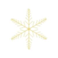 Christmas golden snowflake decoration of gold glitter shining sparkles on white transparent background. Vector glittering shine snowflake for Christmas or New Year design template