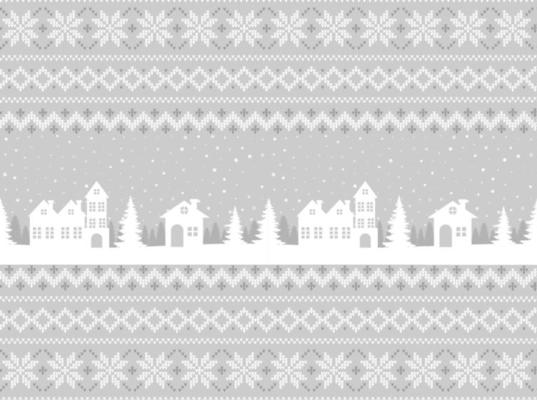 Knitted Christmas and New Year pattern. Wool Knitting Sweater Design. Wallpaper wrapping paper textile print.