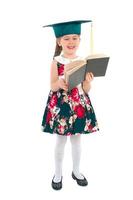 Girl in a hat with a book photo