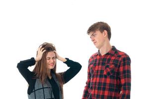 stylish couple in love in studio photo