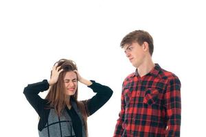 stylish couple in love in studio photo