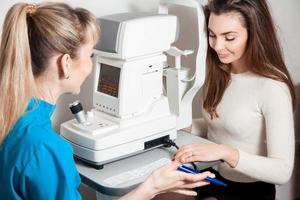 ophthalmologist works at the clinic with patient photo