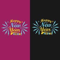 diseño de camiseta de feliz año nuevo completamente editable vector