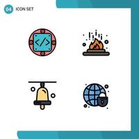 Stock Vector Icon Pack of 4 Line Signs and Symbols for code science management fire education Editable Vector Design Elements